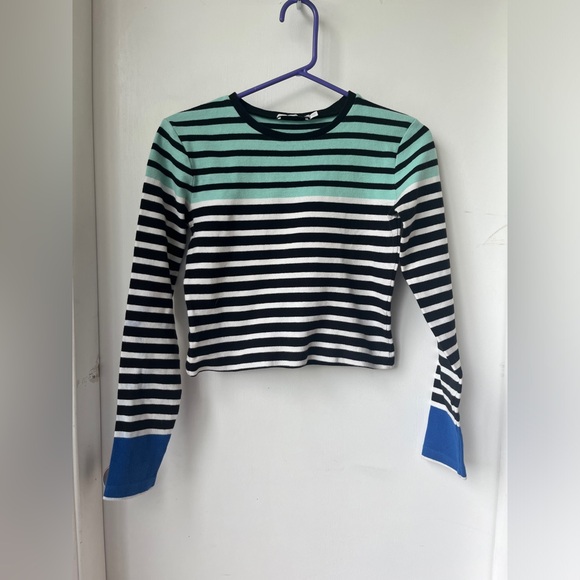 T Alexander Wang striped long sleeve crop top size Small - Picture 2 of 13